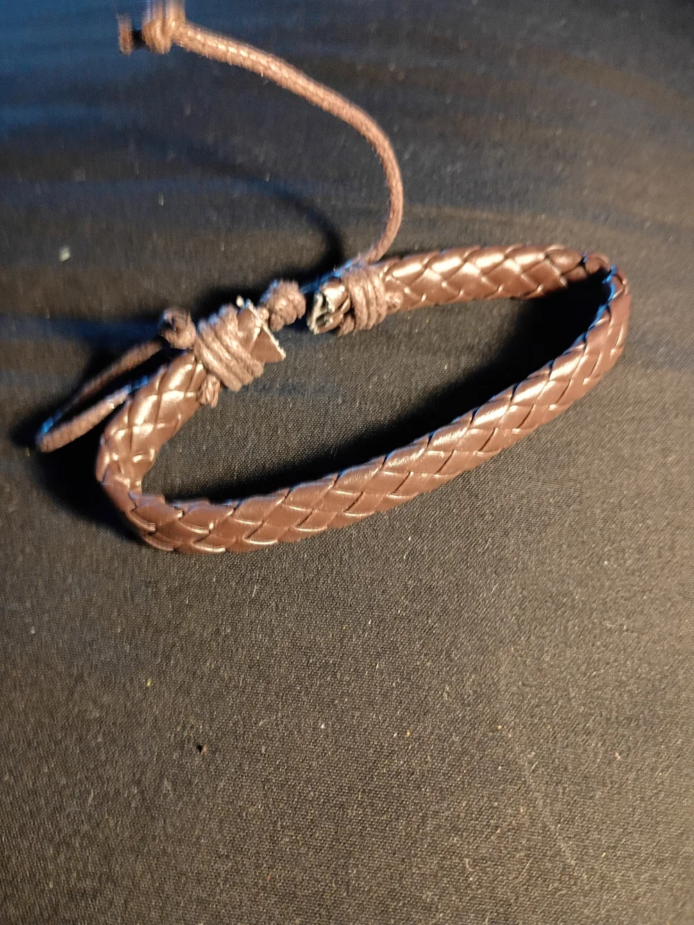 Braided Leather Adjustable Bracelet - Brown